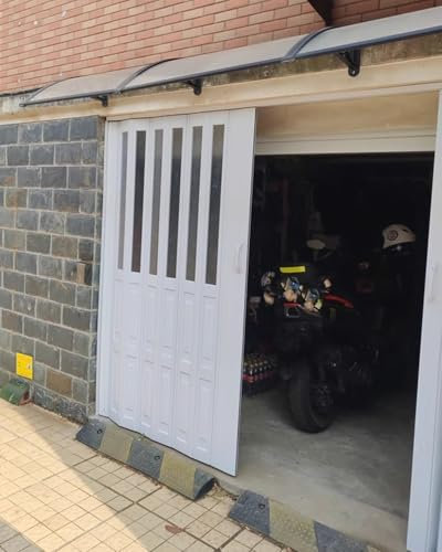 Porte Accordéon Interieur Portes de Garage Pliantes Accordéon Blanches - 230cm x 80cm/ 230cm x 75cm/ 230x230cm, Porte de Placard Magnétique en Aluminium et PVC, avec Portillon Accordéon(150cmx230cm/59