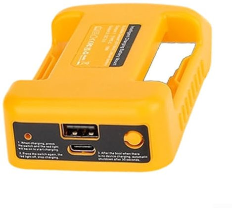 Adaptateur de batterie USB pour Dewalt 18 V pour activités de plein air et chantier (jaune)