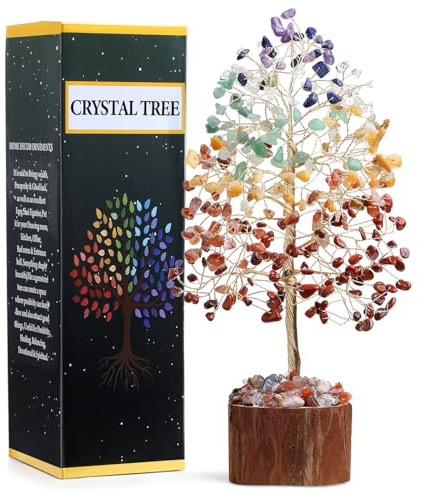 Chakra Lebensbaum, Kristallbaum Kristalle Geschenke für Frauen | AWARDSEN Edelstein kristall Deko, Geldbaum Schreibtisch Deko, Tree of Life Spirituell Esoterik Feng Shui Deko