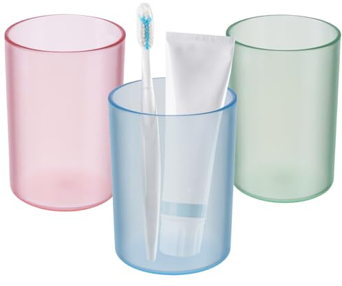 3 Stück 330ML Zahnputzbecher, Zahnputzbechers Kunststoff, Unbreakable Becher, Zahnputzbecher Kinder, Transparent, Wiederverwendbar