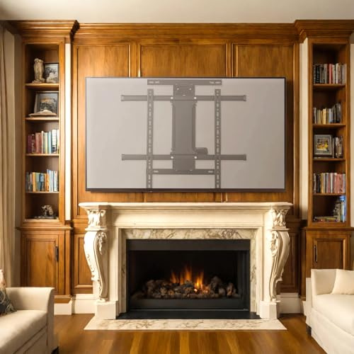 Soporte de pared motorizado para chimenea y TV, control remoto, soporte de montaje eléctrico para chimenea de 32 a 65 pulgadas, soporte de TV de hasta 88 libras, altura ajustable, VESA máximo 600 x