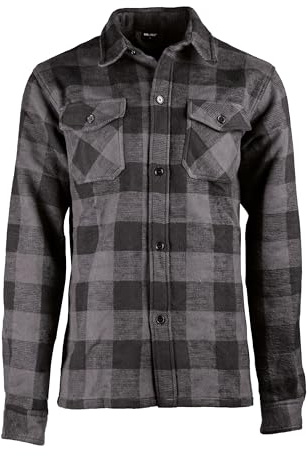 Mil-Tec Herren Holzfällerhemd • Robustes Flanellhemd aus 100% Baumwolle • Warmes Karohemd für Herren • Taktisches Arbeitshemd •Schwarz/Grau •Größe S-3XL