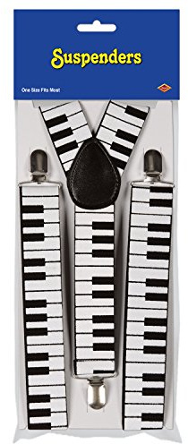 Beistle 60813 Verstellbare Hosenträger für Klaviertastatur Kostüm Zubehör Musik Party Supplies, Textil, Schwarz/Weiß