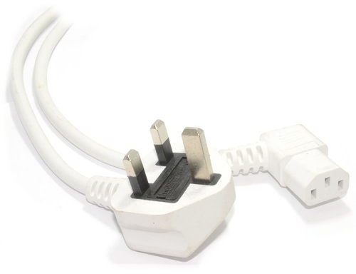 kenable Power Cord UK Plug to Right Angle IEC C13 Cable kettle lead 2m White [2 metres]