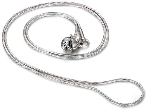 JewelryWe Schmuck Edelstahl Schlange Halskette Schlangenkette, Breite 1mm Länge 43cm Silber Unisex