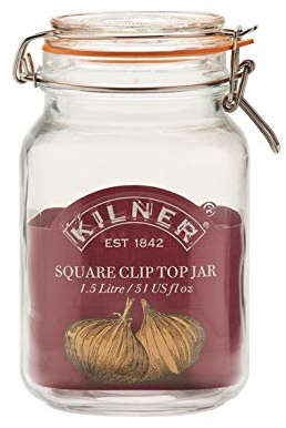 Kilner Clip Top Glass Storage Jar - Square 1.5 Litres