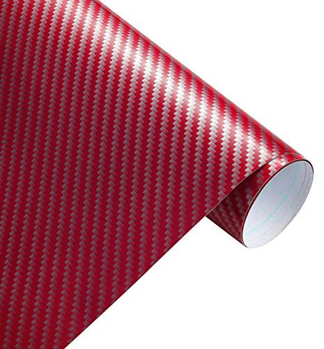 Könighaus (12,49€/m2) 2D Carbon Rot Folie 100 x 152 cm blasenfrei mit Anleitung (Autofolie)