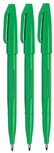 Pentel S520 Original Sign Pen Fibre Tip Marker Fineliner Pens - 2mm Nib - 1mm Line - Green (3)