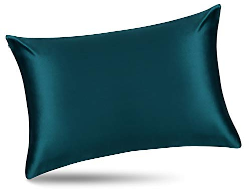 ALASKA BEAR 100% Mulberry Silk Pillowcase, King Size 50x90 cm, Both Sides Silk Natrural Hypoallergenic Pillow Case Cover for Hair and Skin Wellness with Hidden Zipper (1pc, Turquoise)