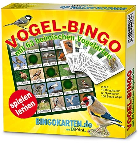 DiPrint Vogel-Bingo Spiel! Mit 63 heimisch Vogelarten