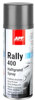 APP Rally 400 Acryl Primer Spray - Apprêt universel gris | Bombe peinture d'appret avec une excellente adhérence | Appret pour carrosserie, metal, plastique, bois | 400 ml | Gris