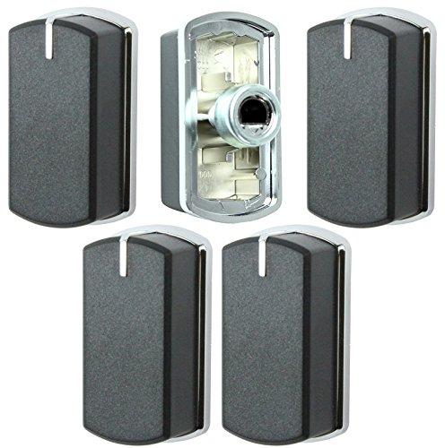 Belling Genuine 444449565 444449566 Oven Cooker Hob Control Switch Knobs (Black/Silver, Pack of 5)