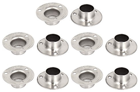 sourcing map 19mm Dia Tube Flange Socket Wardrobe Rail Rod End Support 10pcs