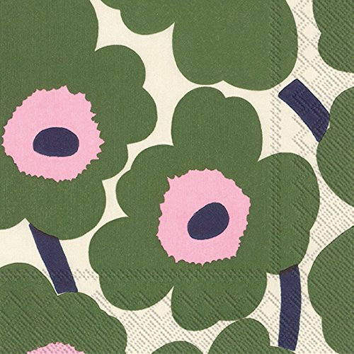 Marimekko Unikko Papierservietten Lunch dunkelgrün
