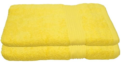 Julie Julsen 2er Pack Duschtuch 23 Farben erhältlich weich und saugstark 500gsm Öko Tex Gelb 70 x 140 cm