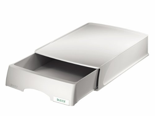 Leitz 52100085 4er Set Briefkorb Plus mit Schublade, A4 quer, Polystyrol, grau (Briefkorb Plus mit Schublade, grau 4er Set)