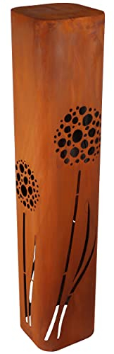 Rostikal | Deko Säule mit Pustebumen | Garten Ständer im Metalldesign Edelrost | 100 cm