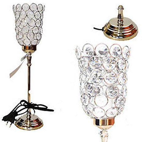 GRIS LAMPE DE TABLE SUR PIED METAL BAROQUE PAMPILLE PERLE CHEVET BRILLANT DECO CHAMBRE OU SALON