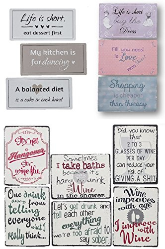 Geschenkestadl 0090 12er Set Magnete Spruch Kühlschrankmagnete lustige Sprüche Englisch