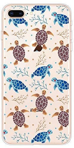 iPhone 7 Case Clear, iPhone 8 Case Silicone Slim Transparent Soft Gel TPU Protective Phone Case for 4.7 iPhone 7/iPhone 8 Ultra Thin Shockproof Rubber Bumper Flexible Back Cover Cute Lovely Turtle