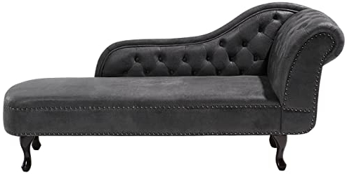 Beliani Retro Récamiere im Chesterfield Style Kunstleder rechtsseitig dunkelgrau Nimes
