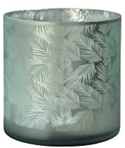 sompex Awhia Windlicht Vase Farne, Farbe:Silber-grün, Größe:20 x 20 cm (L)