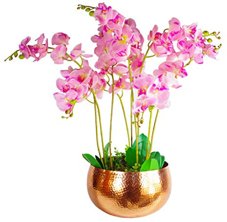 Leaf Große künstliche Orchideen mit XL Metallschale 70 x 70 cm, 70 x 70 cm