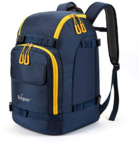 Unigear Ski Boot Bag, 50L Ski Boot Travel Backpack for Ski Helmet, Goggles, Gloves, Skis, Snowboard & Accessories (Blue)