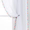 Treatmentex Weiße transparente Vorhänge, mehrfarbig, Pompom-Pom, durchscheinende Vorhänge, 160 cm lang, Fenstervorhänge für Kinderzimmer, Bett, Betthimmel, 2 Paneele, Stangentasche