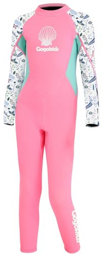 Gogokids Traje de Neopreno para Niñas, Ropa de Natación 2.5mm Neopreno Cálido Traje de Buceo Engrosado Bañador de Una Pieza Manga Larga Protección Solar UV 50+
