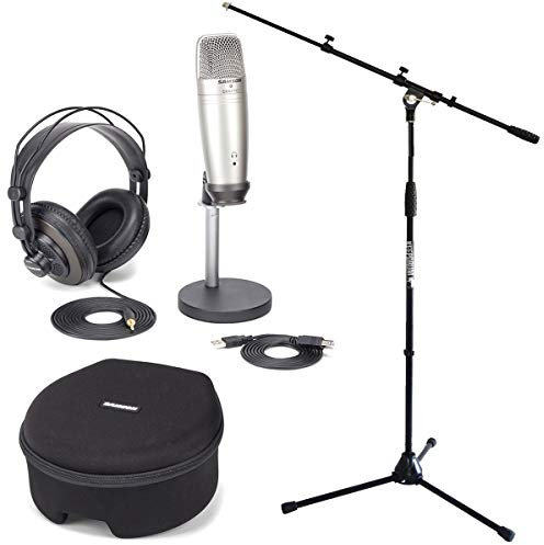 Keepdrum MS107B Samson C01U Pro Podcast Set con microfono a condensatore USB