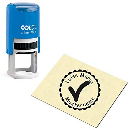 Stempel Kinderstempel Haken - mit persönlichem Namen Ø 24 mm