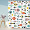 RosieLily Kinder-Duschvorhang, Cartoon-Fisch mit 12 Haken, wasserdicht, bunt, Tier-Cartoon-Fisch, Badezimmer-Dekoration, 183 x 183 cm