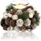 COM-FOUR® Teelichthalter - dekorativer Kerzenständer für Weihnachten und Herbst - Kerzenhalter mit natürlichen Materialien - Handarbeit (1 Kerzenhalter - weiße Perlen)