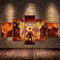 Wondbeau Leinwanddrucke Modulare Wandkunst Wandaufkleber 5 Teiliges Wandbild Druck auf Leinwand Malerei Moderne Abstrakte Poster Mit Rahmen S/75cm×40cm Doom Eternal,Für Sofa-Hintergrund