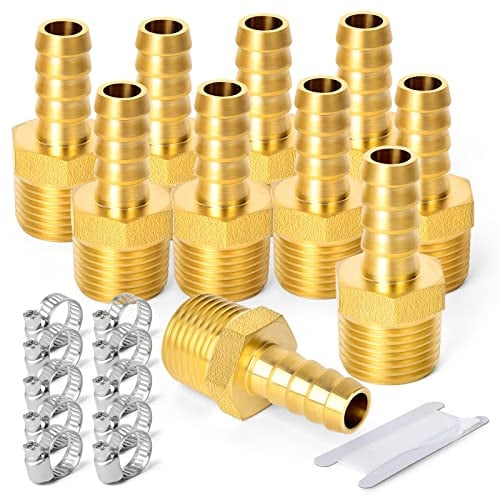 ERGAOBOY 10 Stk 10mm OD Barb auf 1/2 BSP Stecker, Messing Schlauchtülle Kompressionsfittings