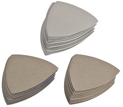 sourcing map 30 Stück Dreieck Detailschleifer Schleifpapier Satz 5000/7000/10000 Körnung 3-1/2 Zoll Klett Siliziumkarbid Schleifpads