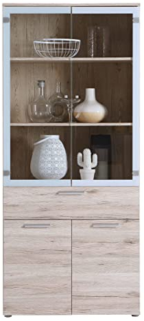 Newroom Vitrine Sandeiche Vitrinenschrank Modern - 80x184x41,5 cm (BxHxT) - Glasvitrine Standvitrine Glasschrank - [Demmy.Three] Wohnzimmer Wohnstube Büro