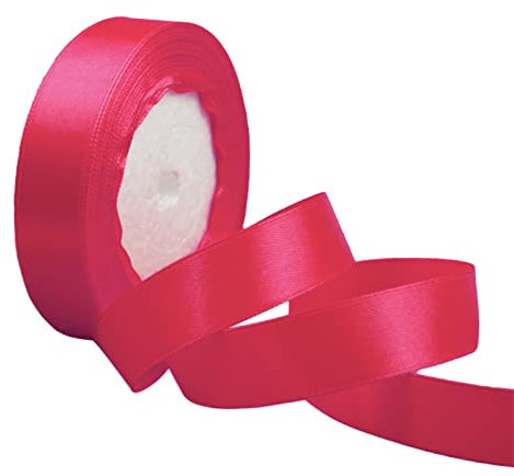 Rose Rot Satinband Dekoband Stoffband,20mm x 23m/Rolle Satinbänder Geschenkbänder Geschenkband Schleifenband Ribbon für Hochzeit,Valentinstag,Geburtstag Geschenke,DIY Handwerk,Sträuße Verpackung