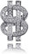 Kristall-Dollarzeichen-Ring für Männer,Iced Out Zirkonia US-Dollar-Ring, Hip-Hop-Dollar-Symbol-Ring, Punk Rock Ring für Rapper, Dollar Geld Amulett Ring, Dollar Andenken Schmuck(18.1, Silber)