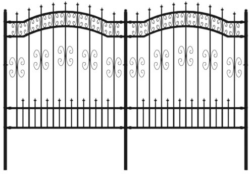 vidaXL Gartenzaun mit Speerspitze Schwarz 240 x 125 cm Pulverbeschichteter Stahl