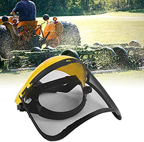 TOPINCN Schutzhelm-Mütze mit Vollgesichts-Mesh-Visier für Holzfäller-Freischneider Forstschutz-Mesh-Mäher-Helm (Gelb)