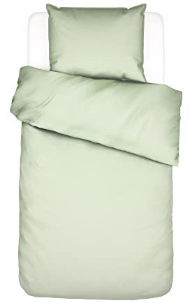 ESSENZA Bettwäsche Guy Pistache, 155x220 + 1x 80x80 cm - 100% Baumwollrenforce 144TC - Uni