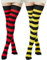 BABAHU Extra lange Overknee-Socken für Damen, Baumwolle, gestreift, Y-Schwarz/Gelb & Schwarz/Rot, Einheitsgröße