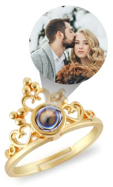 EMIRISTIC Pesonalisierter Fotoring mit individuellem Bild im Inneren – individuelle sentimentielle Geschenke für Valentinstag, Geburtstag, Jahrestag und jeden besonderen Tag, Nicht-Edelmetall, Strass