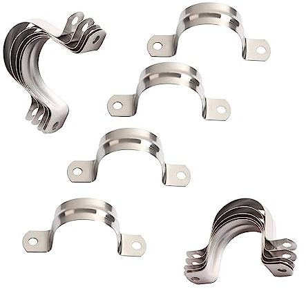 HVDHYY 304 Edelstahl-Rohrschellen zur Befestigung der Schlauchinstallation, Rohrschelle, 10mm U-förmige Rohrschelle, geeignet für Zuhause, Garten, Innen- und Außenbereich (10mm 20 Stück)