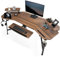 EUREKA ERGONOMIC Scrivania Gaming LED 182x76 cm Grande Scrivania Computer PC a Forma di Ala Scrivania Ufficio per Giocatore con Vassoio per Tastiera, RGB Mensola per Monitor