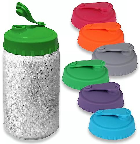 6Pcs Soda Can Cover Lids,Reusable Beer Coke Can Covers Spill-Proof Food Grade Can Tops Soda Can Lids Leak-Proof & Dust-Resistant Can Covers for Outdoor Parties Camping and Travel