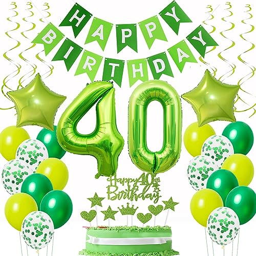 Luftballons 40 Geburtstag Mann deko Grün, Geburtstagsdeko 40 Jahre Mann Dekoration, Ballon 40. Geburtstag Frauen Mann Grün, Deko 40. Geburtstag Luftballons,Tortendeko 40. Geburtstag Männer Frau