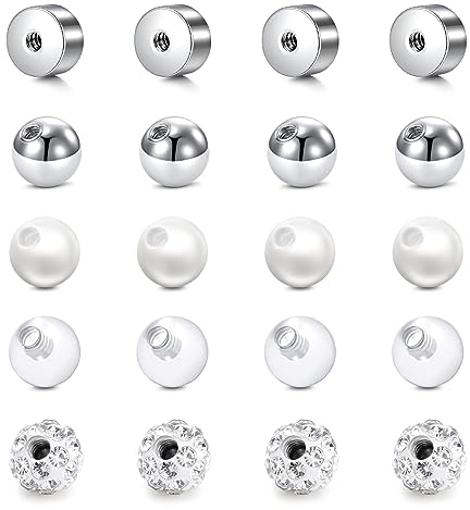 Briana Williams Piercing Kugeln Set 1.2mm 16G Gewinde Ersatzkugel Schraubkugel Edelstahl Acryl Plastik